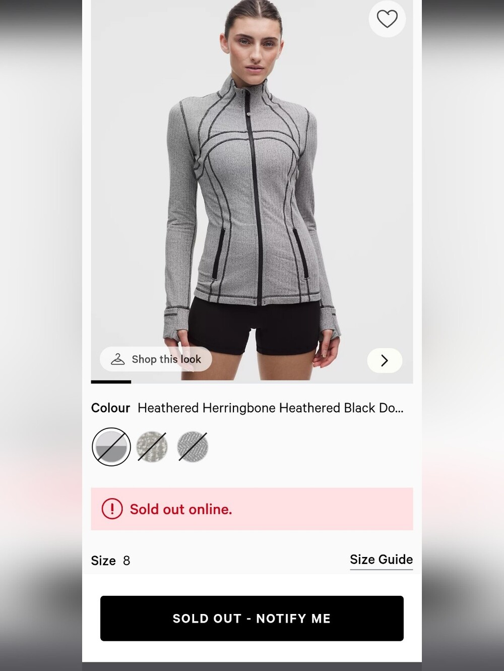 lululemon athletica Heathered Grey Sculpted Seam Zip Jacket